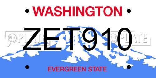 ZET910 Washington License Plate