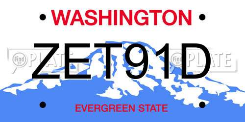ZET91D Washington License Plate