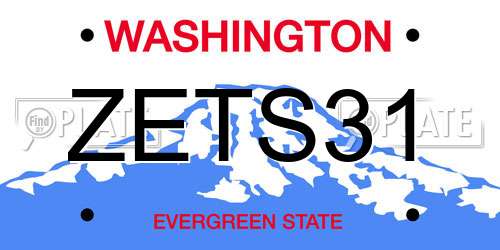 ZETS31 Washington License Plate