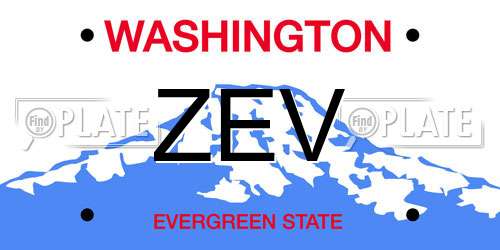 ZEV Washington License Plate