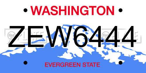 ZEW6444 Washington License Plate
