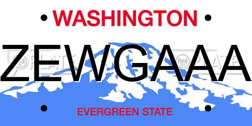 ZEWGAAA Washington License Plate