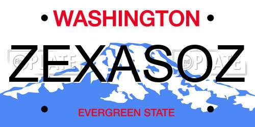 ZEXASOZ Washington License Plate