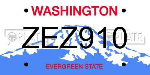 ZEZ910 Washington License Plate