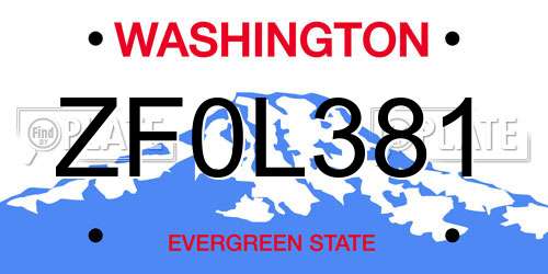 ZF0L381 Washington License Plate