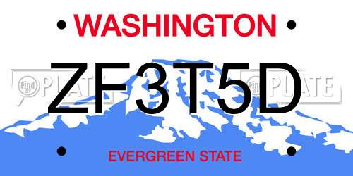 ZF3T5D Washington License Plate