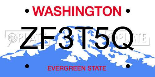ZF3T5Q Washington License Plate