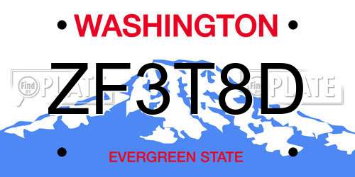 ZF3T8D Washington License Plate