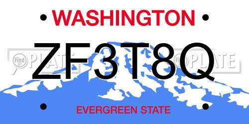 ZF3T8Q Washington License Plate