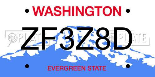ZF3Z8D Washington License Plate