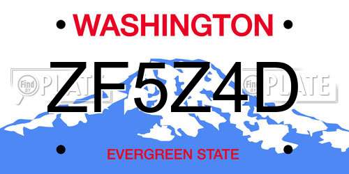 ZF5Z4D Washington License Plate