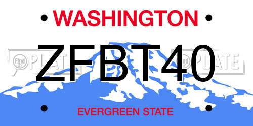 ZFBT40 Washington License Plate