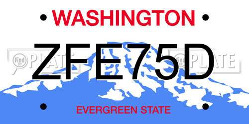 ZFE75D Washington License Plate