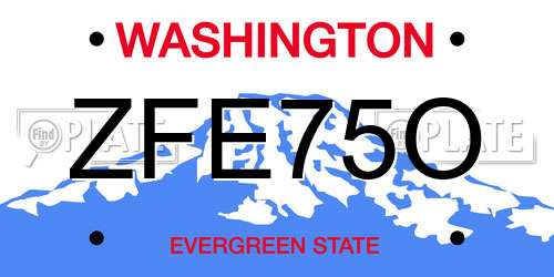 ZFE75O Washington License Plate