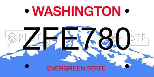 ZFE780 Washington License Plate