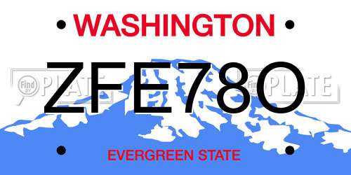 ZFE78O Washington License Plate