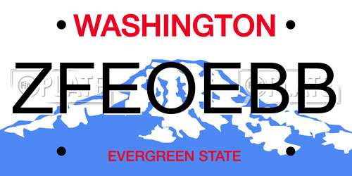 ZFEOEBB Washington License Plate