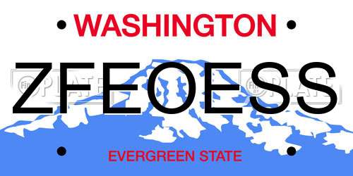 ZFEOESS Washington License Plate
