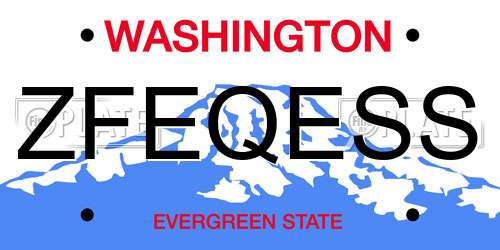 ZFEQESS Washington License Plate