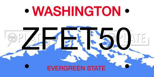 ZFET50 Washington License Plate