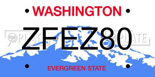 ZFEZ80 Washington License Plate