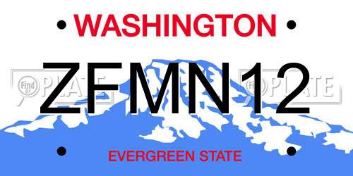 ZFMN12 Washington License Plate