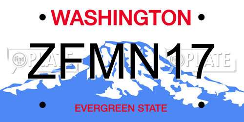 ZFMN17 Washington License Plate