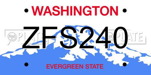 ZFS240 Washington License Plate
