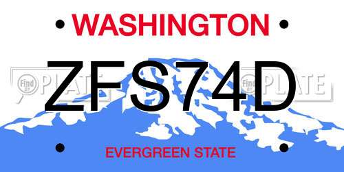 ZFS74D Washington License Plate
