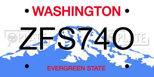 ZFS74O Washington License Plate