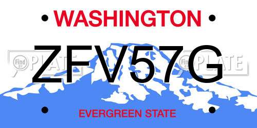 ZFV57G Washington License Plate