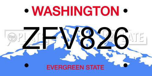 ZFV826 Washington License Plate