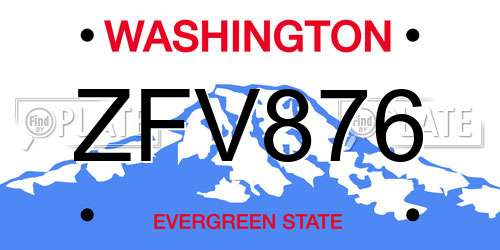 ZFV876 Washington License Plate