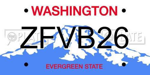 ZFVB26 Washington License Plate