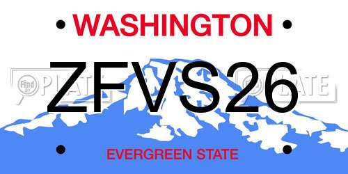 ZFVS26 Washington License Plate