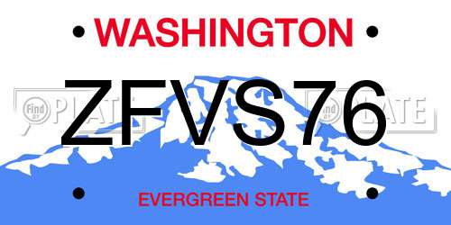 ZFVS76 Washington License Plate
