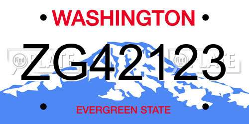 ZG42123 Washington License Plate