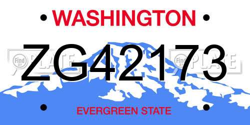 ZG42173 Washington License Plate