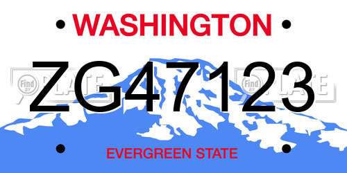 ZG47123 Washington License Plate