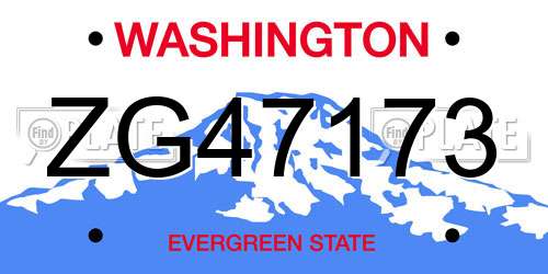 ZG47173 Washington License Plate