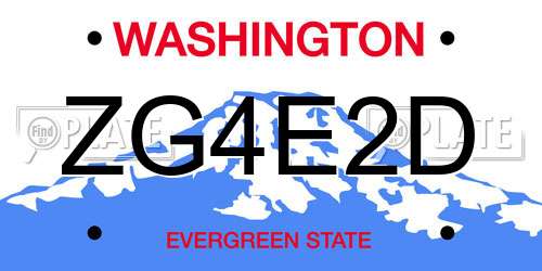 ZG4E2D Washington License Plate