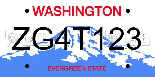 ZG4T123 Washington License Plate