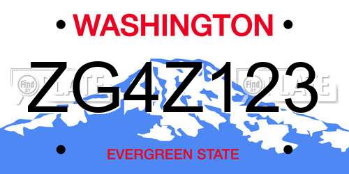 ZG4Z123 Washington License Plate