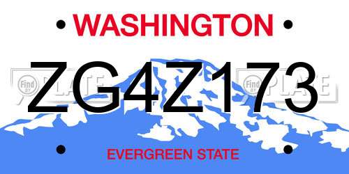 ZG4Z173 Washington License Plate