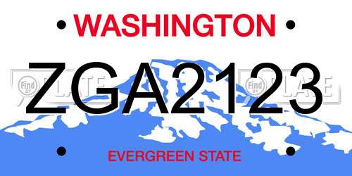 ZGA2123 Washington License Plate
