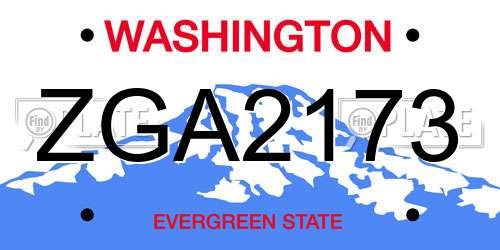 ZGA2173 Washington License Plate