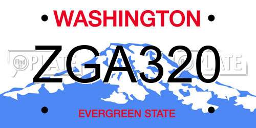 ZGA320 Washington License Plate
