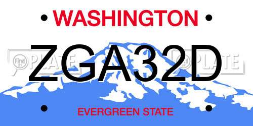 ZGA32D Washington License Plate