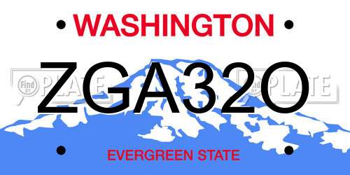 ZGA32O Washington License Plate