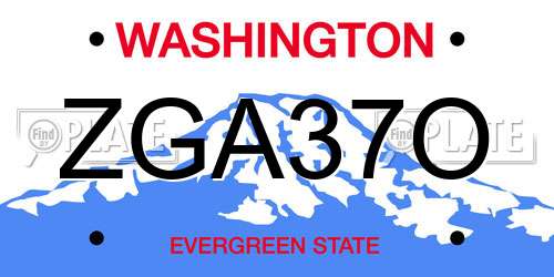 ZGA37O Washington License Plate